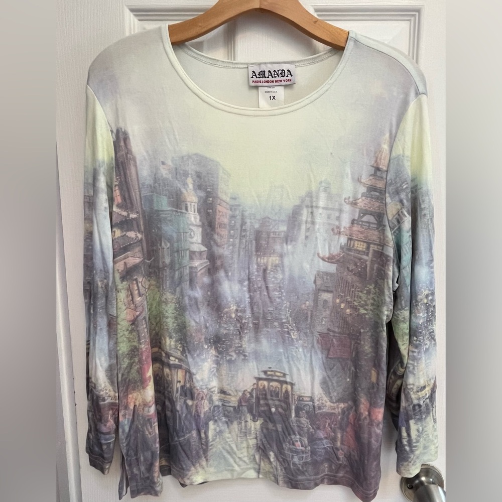 Artistic Cityscape Long Sleeve Shirt